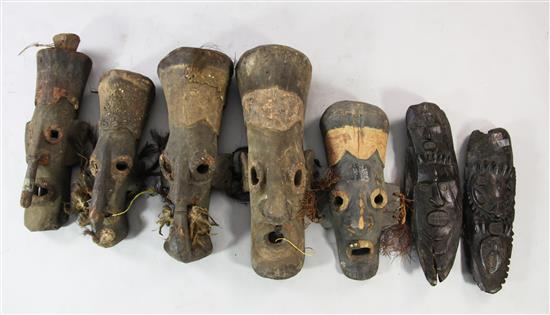 Five Sepik River similar masks & 2 small double masks (7)